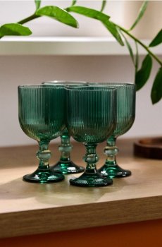 Рифлені келихи, 4 шт. - синьо-зелений