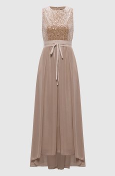 Бежевое платье с пайетками