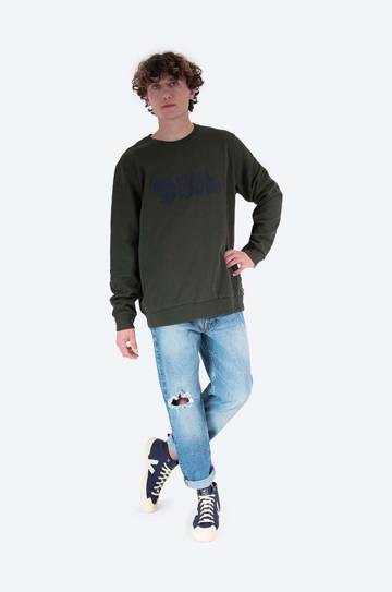 Хлопковая кофта Fjallraven Logo Sweater мужская цвет зелёный с аппликацией F84142 Хлопковая кофта Fjallraven Logo Sweater мужская цвет зелёный с аппликацией F84142