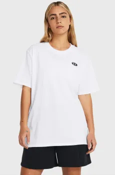 Женская белая футболка UA HW Embroid Patch BFOS SS Белый M Under Armour 1383045-100