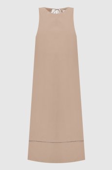Бежевое платье с цепочкой мониль