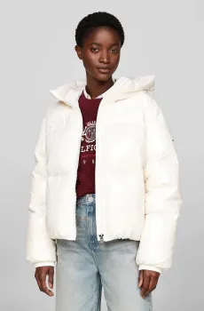 Женский белый пуховик NEW YORK DOWN GLOSS JKT WTH HOOD Белый M Tommy Hilfiger WW0WW43523