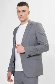 Мужской серый шерстяной пиджак Серый 52 HUGO 50555240;034