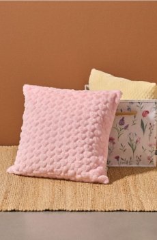 Наволочка з імітації хутра - пастельний рожевий