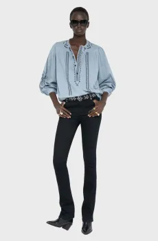 Женская голубая блуза Tigy Голубой M ZADIG&VOLTAIRE WWSH02291_SKY