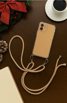 Чохол на шнурку для iPhone 13, 14, 15 - кремовий