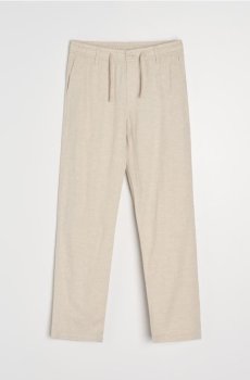 Прямі штани з льоновою сумішшю - бежевий