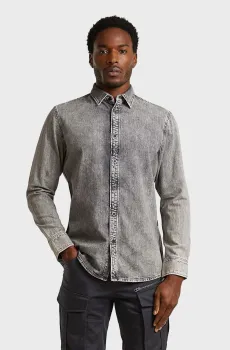 Мужская серая джинсовая рубашка Clean Серый M G-Star RAW D27681,D540