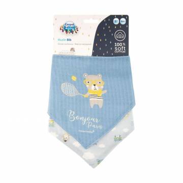 Слюнявчик Canpol Babies Bonjour Paris муслиновый, голубой, с рождения, 2 шт (26/900_blu) Слюнявчик Canpol Babies Bonjour Paris муслиновый, голубой, с рождения, 2 шт (26/900_blu)