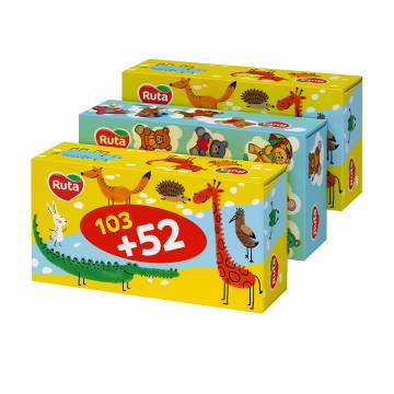 Косметические салфетки Ruta Kids белые, пенал, 3*155 листов Косметические салфетки Ruta Kids белые, пенал, 3*155 листов