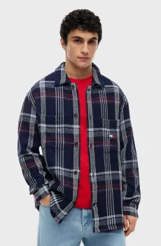 Мужская темно-синяя рубашка в клетку CHECK Разноцветный S Tommy Jeans DM0DM23135