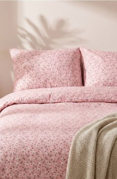 Комплект постільної білизни з квітами - пильно-рожевий