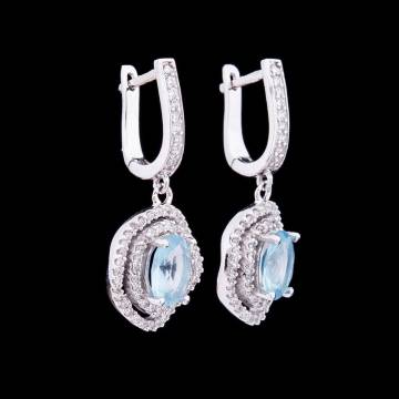 Серьги с синтетической шпинелью голубого цвета с03 Серьги с синтетической шпинелью голубого цвета с03