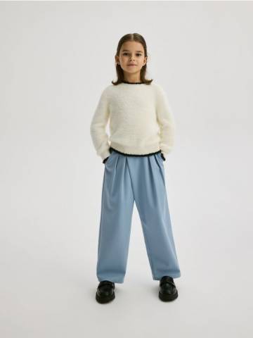 Reserved - Елегантні штани зі складками - темно-синій - 912BF-95X