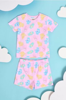 Двокомплектна бавовняна піжама Care Bears - пастельний рожевий