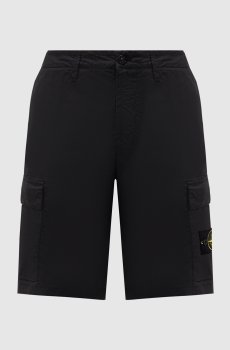 Черные шорты-карго с логотипом