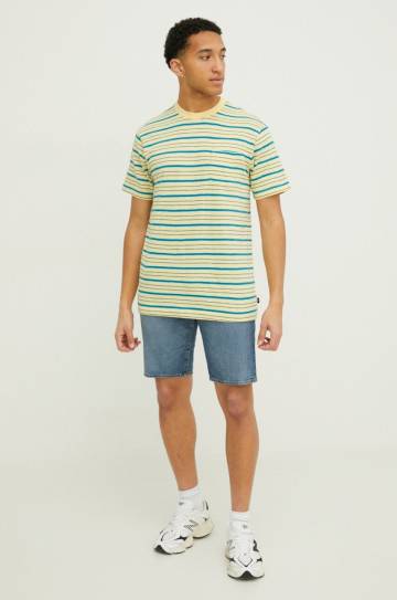 Хлопковая футболка Quiksilver мужской цвет жёлтый узорный Хлопковая футболка Quiksilver мужской цвет жёлтый узорный