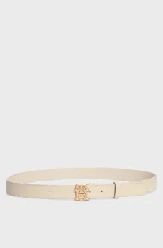 Женский бежевый кожаный ремень TH REVAMP 3.0 Бежевый 85 Tommy Hilfiger AW0AW16351