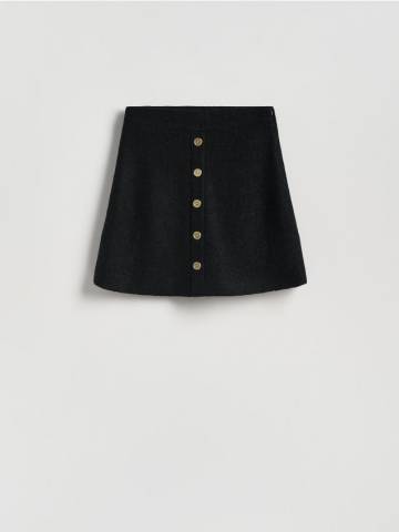 Reserved - Спідниця з текстурованого трикотажу - чорний - 222HP-99X