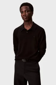 Мужское черное шерстяное поло MERINO Черный M Calvin Klein LV04LD319G