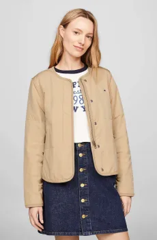 Женская бежевая куртка JERSEY LINED JACKET Бежевый L Tommy Hilfiger WW0WW42347