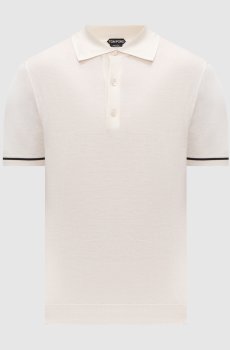 Белое поло из кашемира и шелка