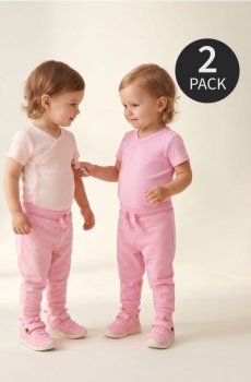 Боді з трикотажу в рубчик 2 pack - пастельний рожевий