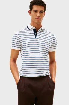 Мужское белое поло в полоску COLLAR Белый XL Tommy Hilfiger MW0MW41605