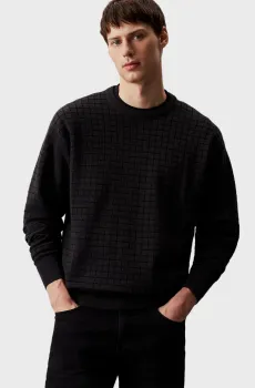 Мужской черный джемпер CHECK PATTERN Черный L Calvin Klein K10K113259