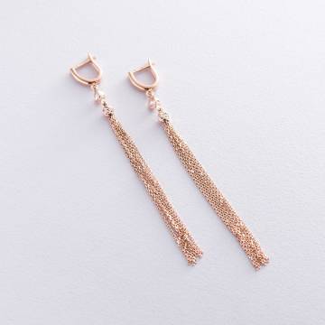 Серьги "Игривость" в красном золоте (фианиты) с06870 Серьги "Игривость" в красном золоте (фианиты) с06870