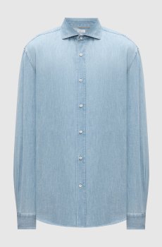 Голубая джинсовая рубашка