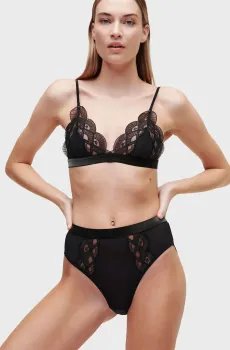 Женский черный бюстгальтер EMBROIDERED Черный S Karl Lagerfeld 235W2120