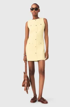 Женское желтое твидовое платье Желтый 34 MAJE MFPRO04713_Pale Yellow