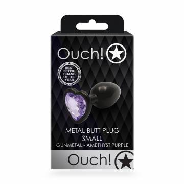 Металлическая анальная пробка Ouch! Heart Gem, размер S, черно-фиолетовая, 1 шт Металлическая анальная пробка Ouch! Heart Gem, размер S, черно-фиолетовая, 1 шт