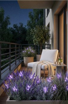 Садовий сонячний LED ліхтар у формі лаванди - пурпуровий