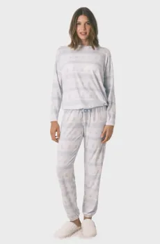 Женская голубая пижама с узором (лонгслив, брюки) Голубой L womensecret 3592442