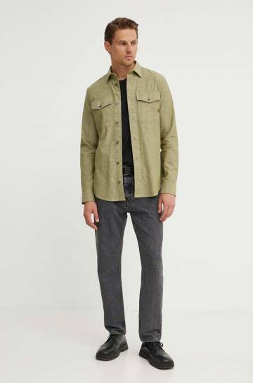 Рубашка с примесью льна G-Star Raw цвет зелёный slim классический воротник D24963-D123 Рубашка с примесью льна G-Star Raw цвет зелёный slim классический воротник D24963-D123
