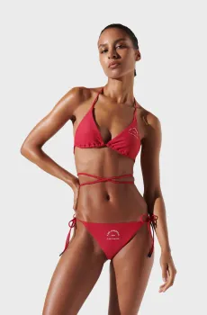 Женские малиновые трусики от купальника STRING BIKINI BOTTOMS W/ LOGO Малиновый M Karl Lagerfeld 230W2216