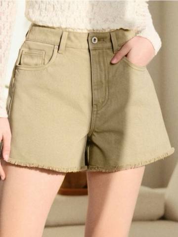 Джинсові шорти high waist - зелений Джинсові шорти high waist - зелений