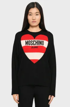 Женский черный шерстяной джемпер Черный XS Moschino A0938.8212;4555