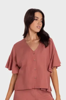 Женская розовая льняная блуза Розовый S MARC&ANDRE BR24-03-LB