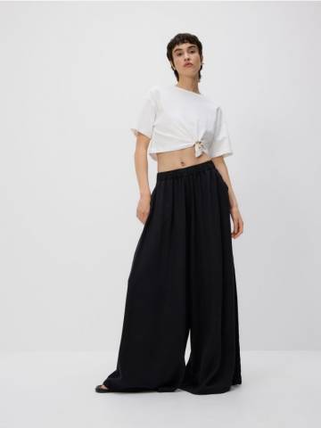 Reserved - Штани з широкими штанинами з ліоцелу - сірий - YU018-90J