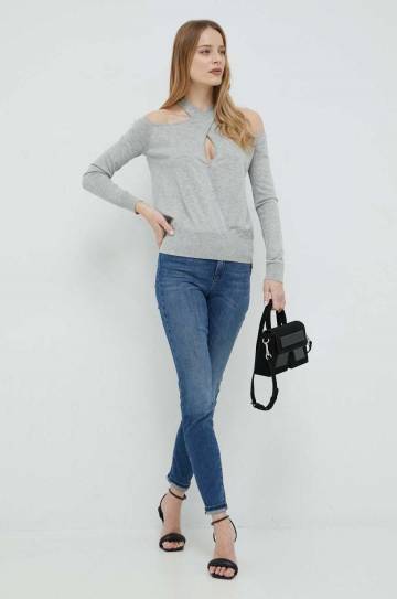 Свитер с примесью шерсти Guess женский цвет серый лёгкий Свитер с примесью шерсти Guess женский цвет серый лёгкий