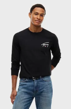 Мужской черный лонгслив SIGNATURE Черный L Tommy Jeans DM0DM23546