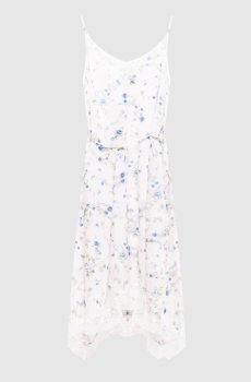 Белое платье в цветочный принт с кружевом