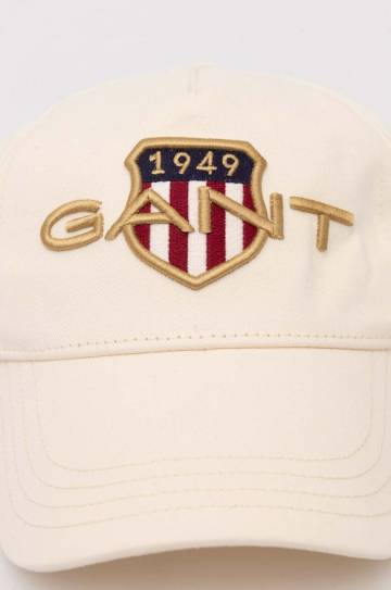 Хлопковая кепка Gant цвет бежевый с аппликацией