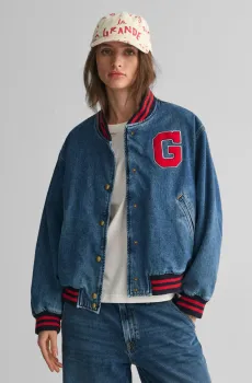 Женский синий джинсовый бомбер DENIM VARSITY Синий XS Gant 4700328