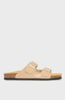Женские бежевые замшевые слайдеры OBAN SUEDE W Бежевый 41 Pepe Jeans PLS80009