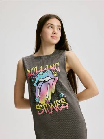 Reserved - Сукня The Rolling Stones - темно-сірий - 218DA-90X Reserved - Сукня The Rolling Stones - темно-сірий - 218DA-90X