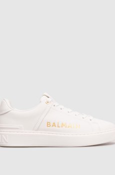 Белые кожаные кроссовки B-Court с принтом логотипа